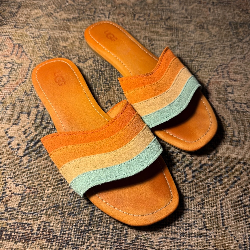 UGG Ximena Slide Sandals Womens Size 8.5 Multicolor Suede Slip On Sandals